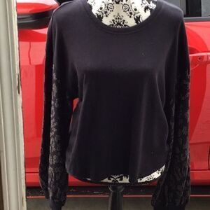 INC Women’s Sweater black with cheetah sparkle in sleeves